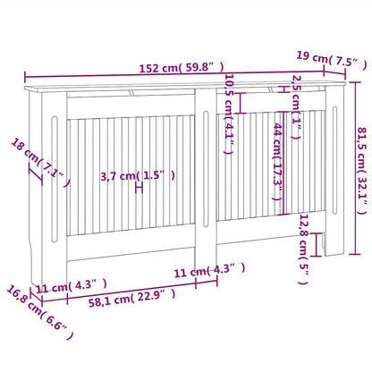 Radiator Cover Black 152x19x81.5 cm Engineered Wood