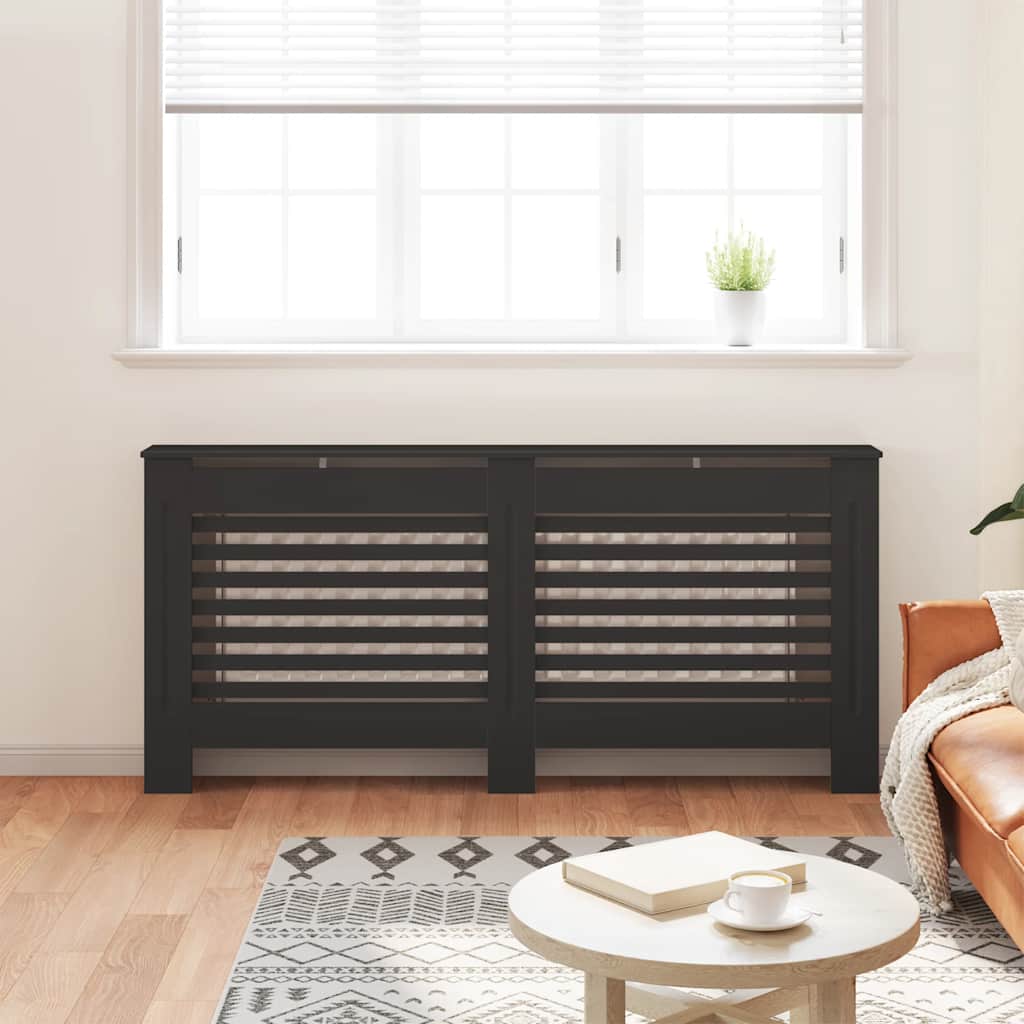 Radiator Cover Black 172x19x81.5 cm MDF