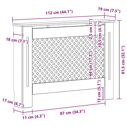 Radiator Cover Black 112x19x81.5 cm MDF