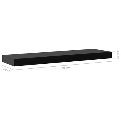 Floating Wall Shelves 2 pcs Black 60x20x3.8 cm
