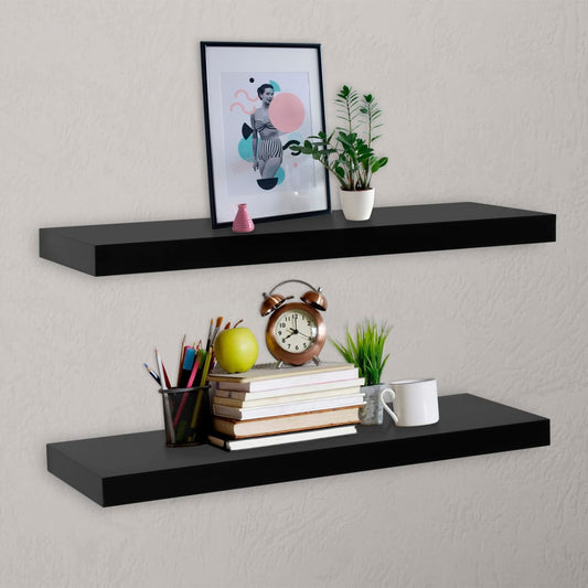288203 vidaXL Floating Wall Shelves 2 pcs Black 100x20x3,8 cm