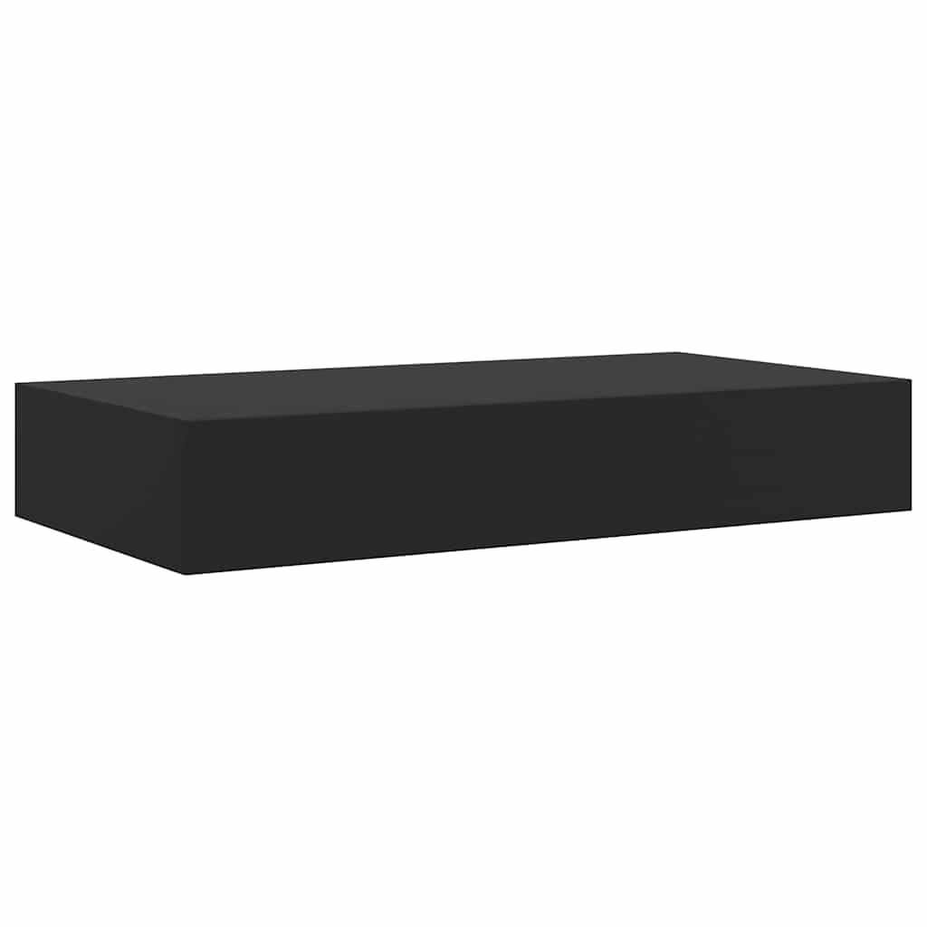 Floating Wall Shelf with Drawer Black 48x25x8 cm