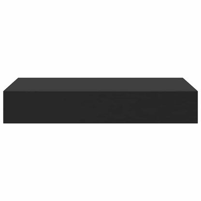 Floating Wall Shelf with Drawer Black 48x25x8 cm