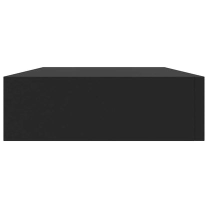 Floating Wall Shelf with Drawer Black 48x25x8 cm