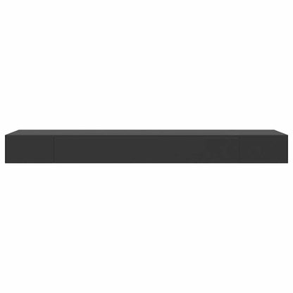 Floating Wall Shelf with Drawer Black 80x25x8 cm