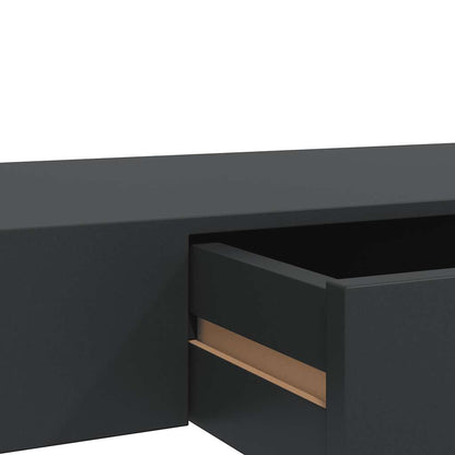 Floating Wall Shelf with Drawer Black 80x25x8 cm