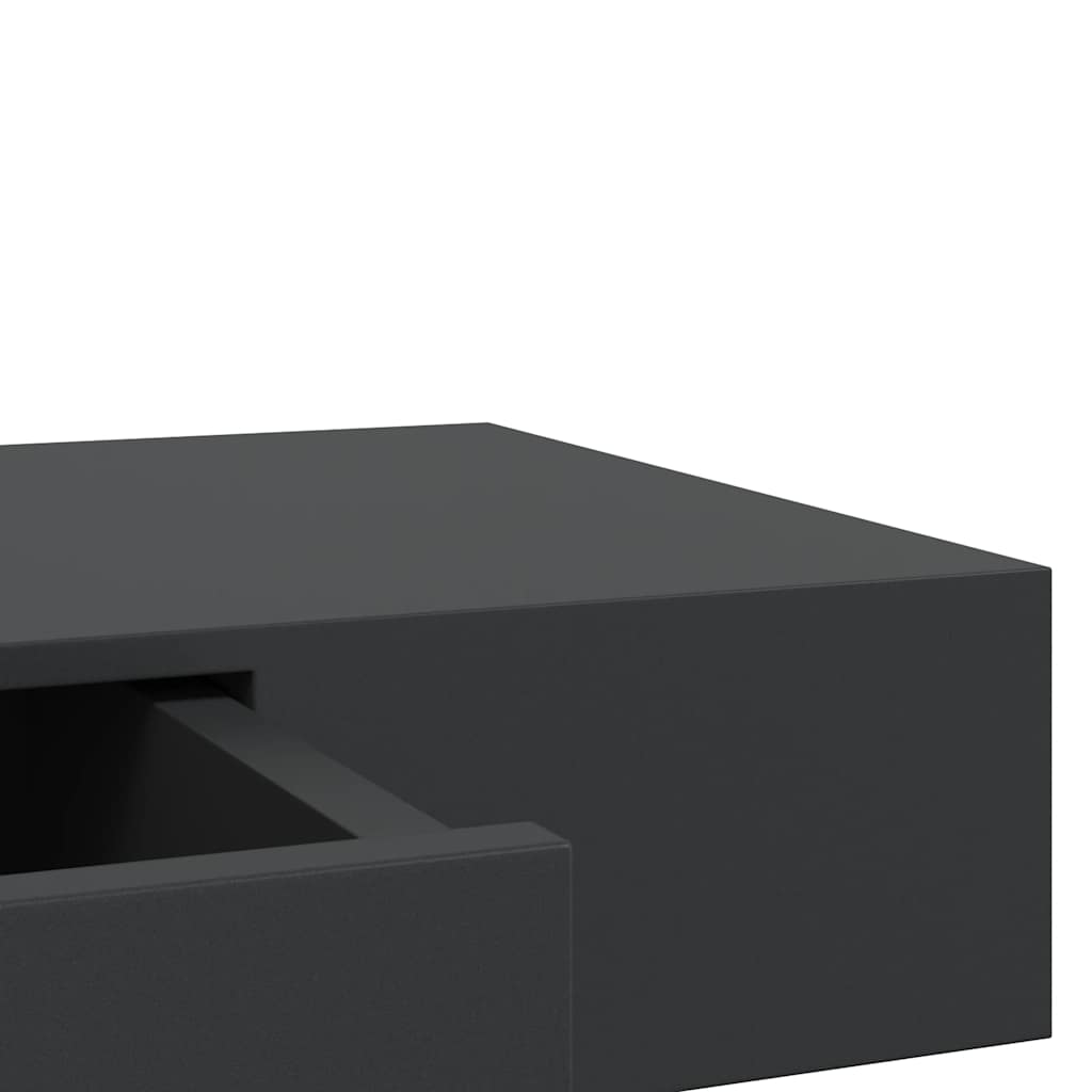 Floating Wall Shelf with Drawer Black 80x25x8 cm