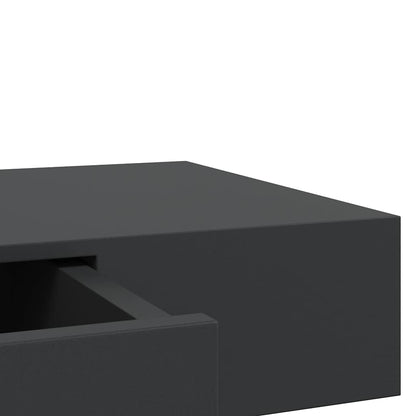 Floating Wall Shelf with Drawer Black 80x25x8 cm