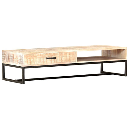 287329 vidaXL Coffee Table White 117x50x30 cm Solid Acacia Wood