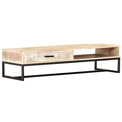 287329 vidaXL Coffee Table White 117x50x30 cm Solid Acacia Wood