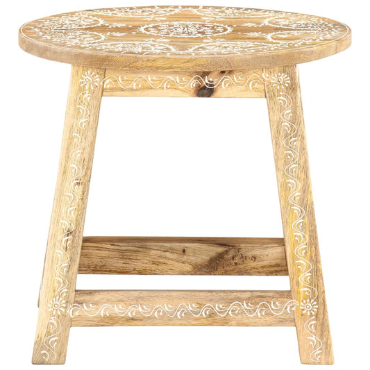 Stool | Brown with white patterns | Solid mango wood | 38x38x35 cm