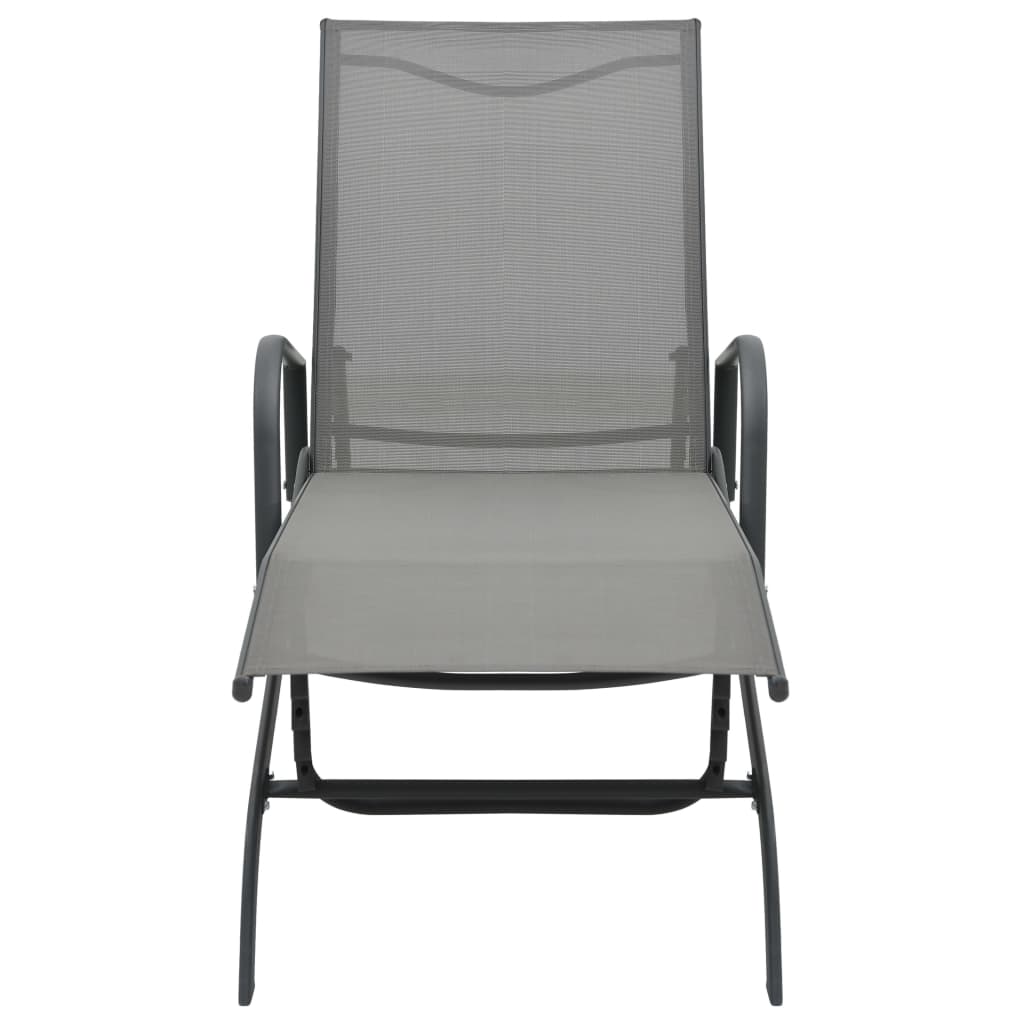 Sun Lounger | Grey | Powder-Coated Steel | 200 x 58 x 32 cm