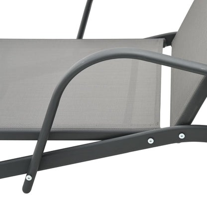 Sun Lounger | Grey | Powder-Coated Steel | 200 x 58 x 32 cm