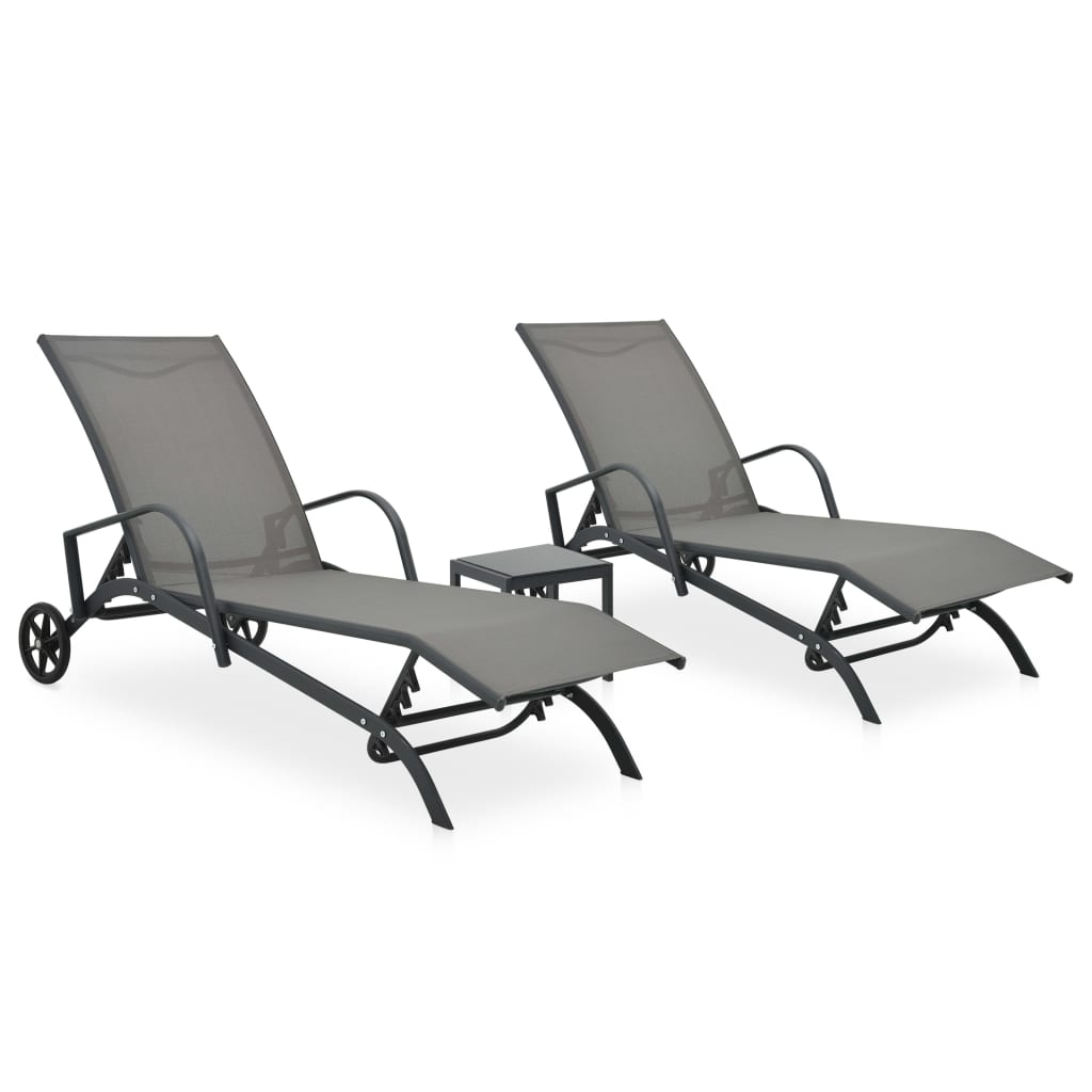 Sun Lounger And Table |  Set of 2 | Grey