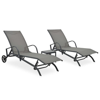 Sun Lounger And Table |  Set of 2 | Grey