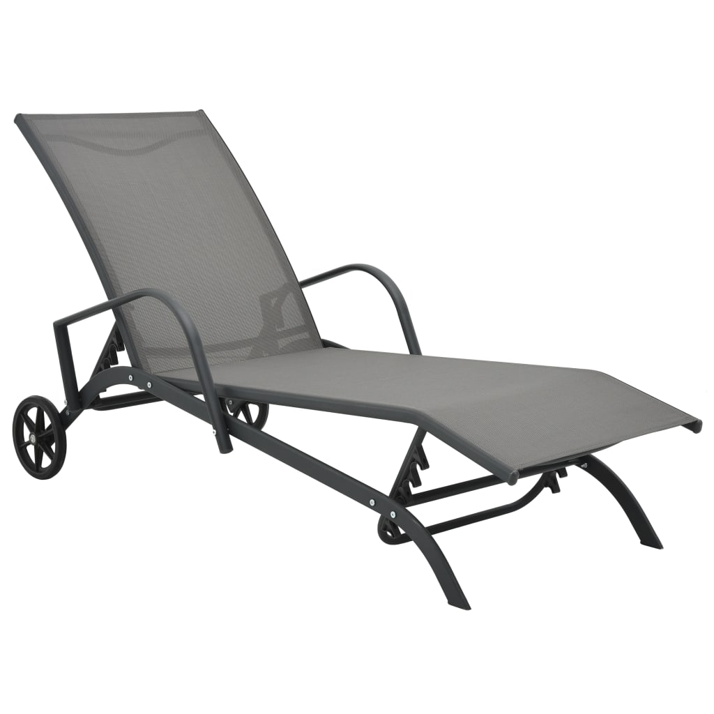 Sun Lounger And Table |  Set of 2 | Grey