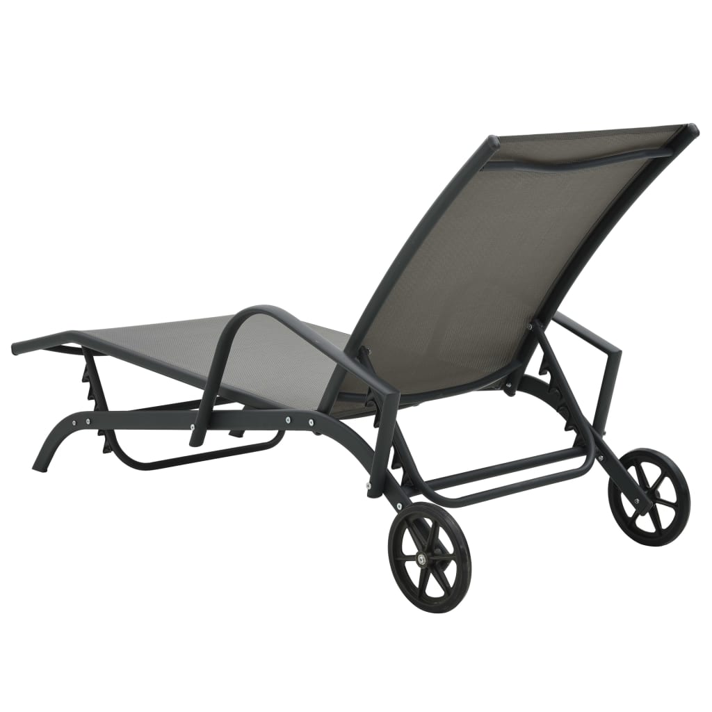 Sun Lounger And Table |  Set of 2 | Grey