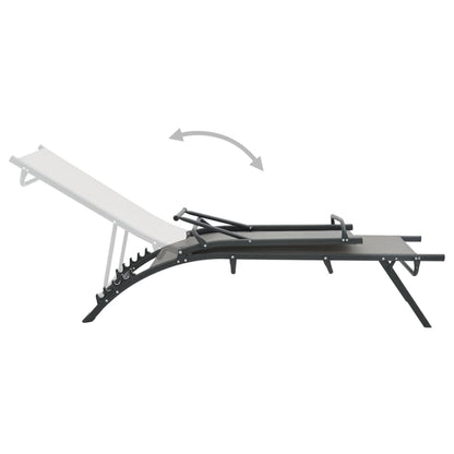 Sun Lounger | Grey | Steel, Textilene | Adjustable Armrests | Sun Lounger