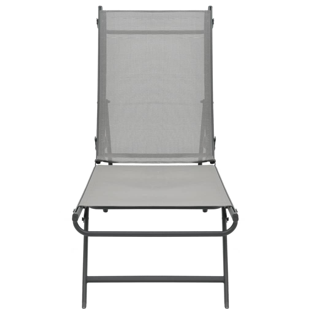 Sun Lounger | Grey | Steel, Textilene | Adjustable Armrests | Sun Lounger