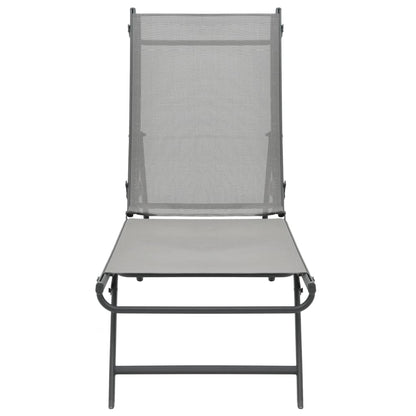 Sun Lounger | Grey | Steel, Textilene | Adjustable Armrests | Sun Lounger