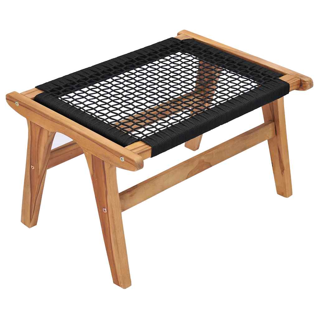 Sun Lounger | Natural wood and black | Premium sanded teak hardwood