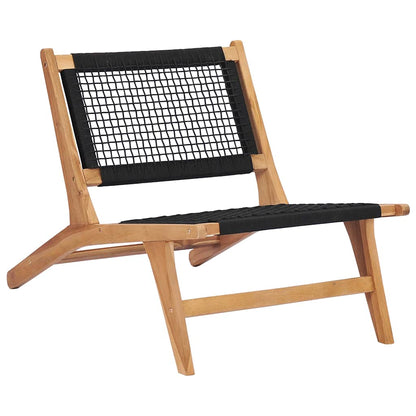 Sun Lounger | Natural wood and black | Premium sanded teak hardwood