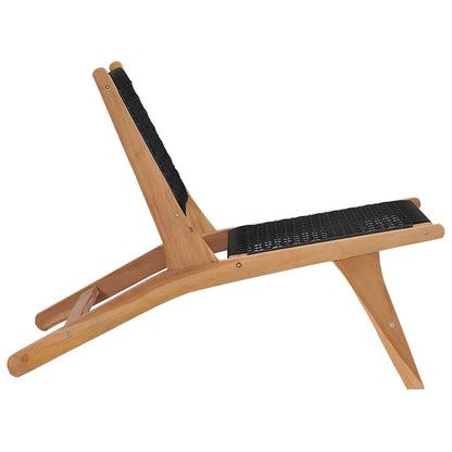 Sun Lounger | Natural wood and black | Premium sanded teak hardwood