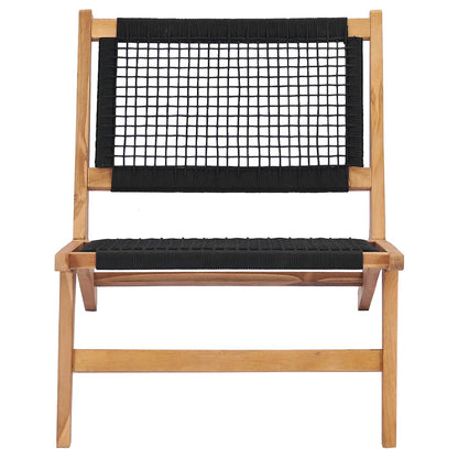 Sun Lounger | Natural wood and black | Premium sanded teak hardwood
