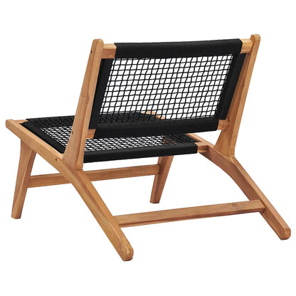 Sun Lounger | Natural wood and black | Premium sanded teak hardwood