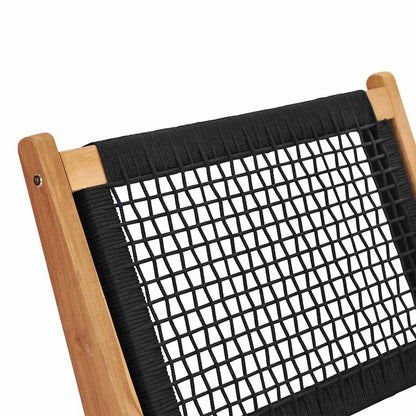 Sun Lounger | Natural wood and black | Premium sanded teak hardwood