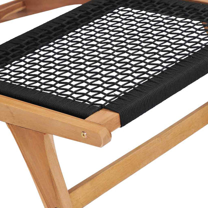 Sun Lounger | Natural wood and black | Premium sanded teak hardwood