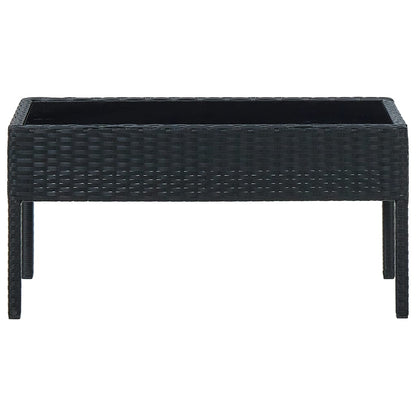 Garden Table Black 75x40x37 cm Poly Rattan