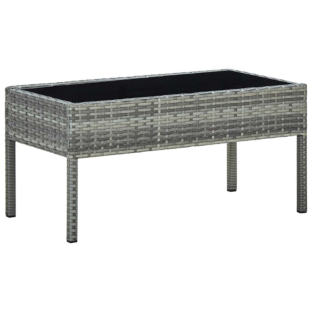 45905 vidaXL Garden Table Grey 75x40x37 cm Poly Rattan