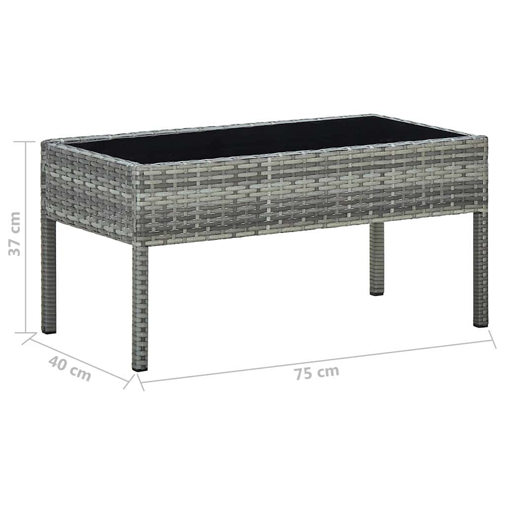 45905 vidaXL Garden Table Grey 75x40x37 cm Poly Rattan