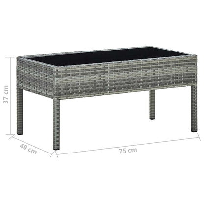 45905 vidaXL Garden Table Grey 75x40x37 cm Poly Rattan