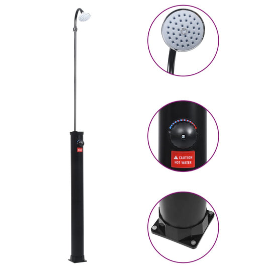 Solar Shower | Black | PVC and ABS | 215 cm tall | Height-Adjustable