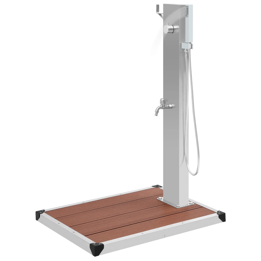 Outdoor Shower with Tray WPC Stainless Steel