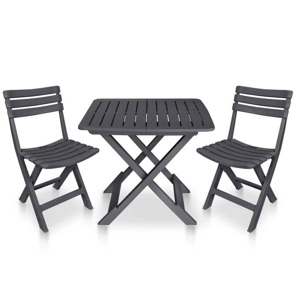 Garden Bistro Set | Anthracite | Plastic | Compact | Foldable