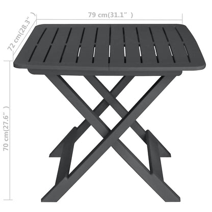 48753 vidaXL 3 Piece Folding Bistro Set Plastic Anthracite