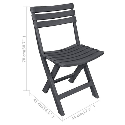 48753 vidaXL 3 Piece Folding Bistro Set Plastic Anthracite