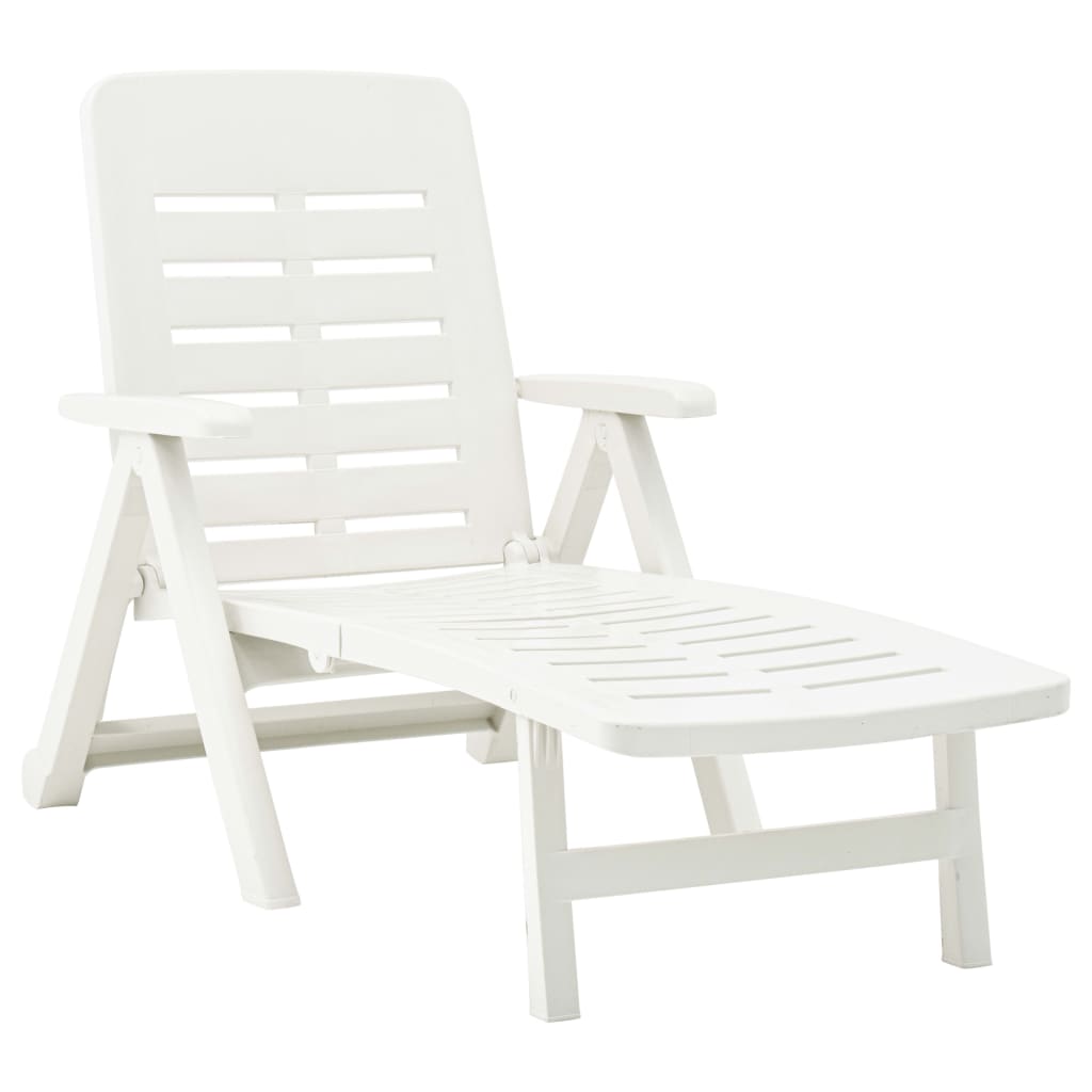 Sunlounger | White | Plastic | Standard | Foldable | Folding Sun Lounger