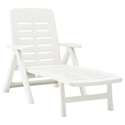 Sunlounger | White | Plastic | Standard | Foldable | Folding Sun Lounger