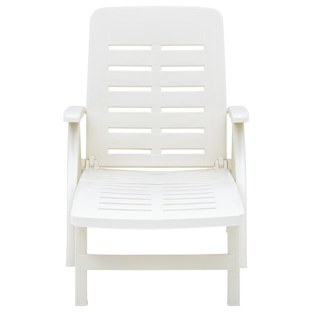Sunlounger | White | Plastic | Standard | Foldable | Folding Sun Lounger