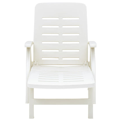 Sunlounger | White | Plastic | Standard | Foldable | Folding Sun Lounger