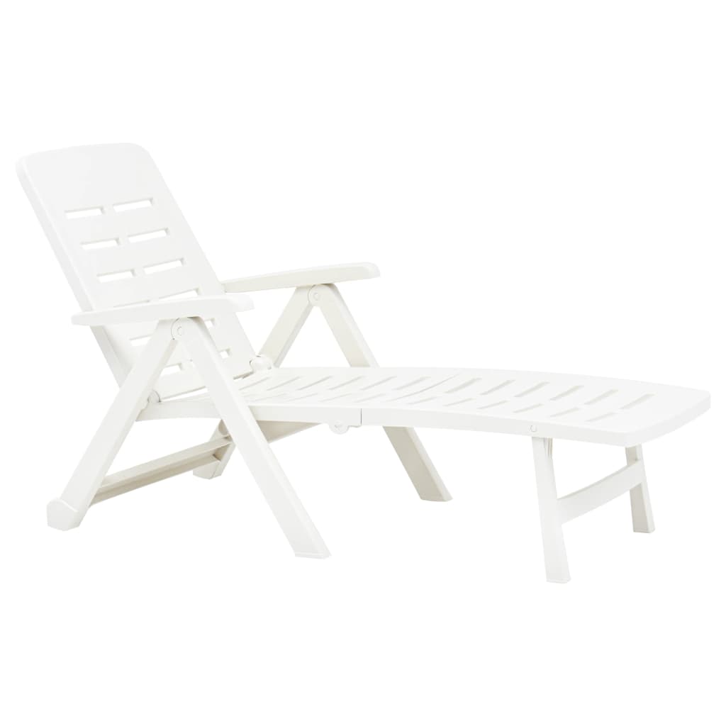 Sunlounger | White | Plastic | Standard | Foldable | Folding Sun Lounger