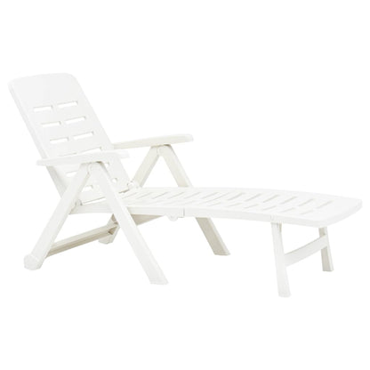 Sunlounger | White | Plastic | Standard | Foldable | Folding Sun Lounger