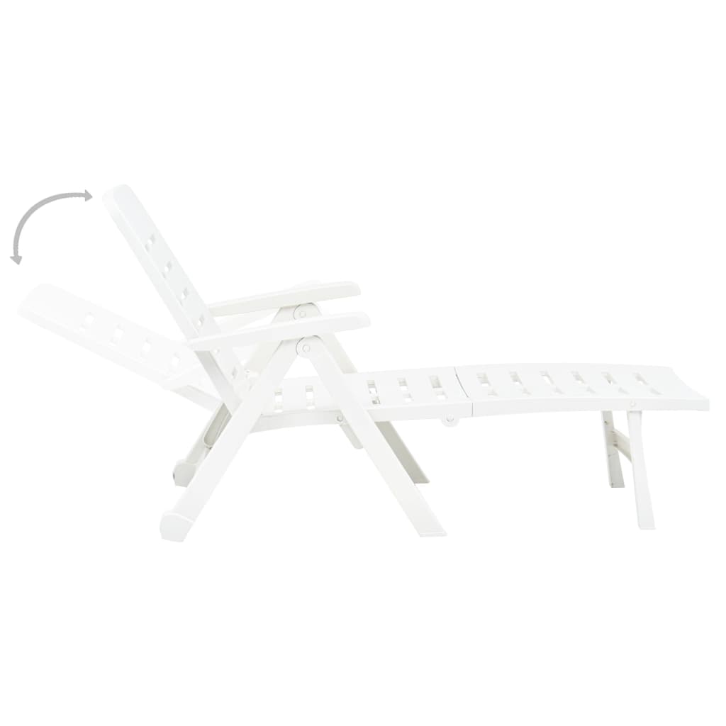 Sunlounger | White | Plastic | Standard | Foldable | Folding Sun Lounger