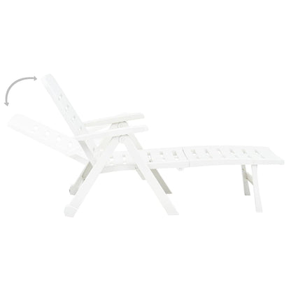 Sunlounger | White | Plastic | Standard | Foldable | Folding Sun Lounger