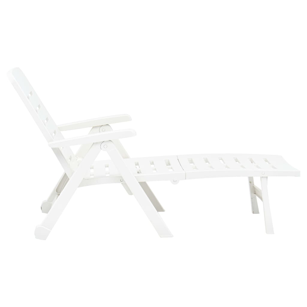 Sunlounger | White | Plastic | Standard | Foldable | Folding Sun Lounger