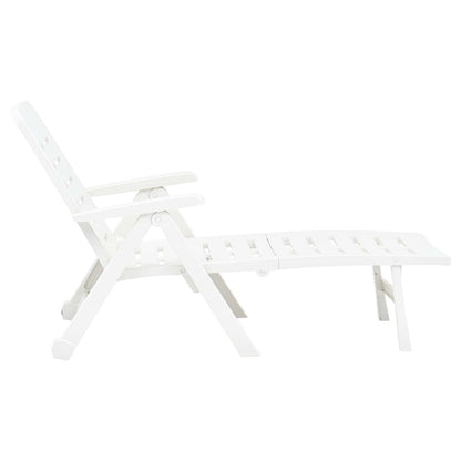Sunlounger | White | Plastic | Standard | Foldable | Folding Sun Lounger